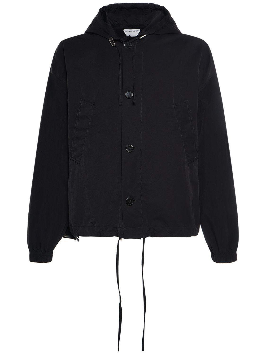 Bottega Veneta Packable Tech Nylon Hooded Jacket In Black