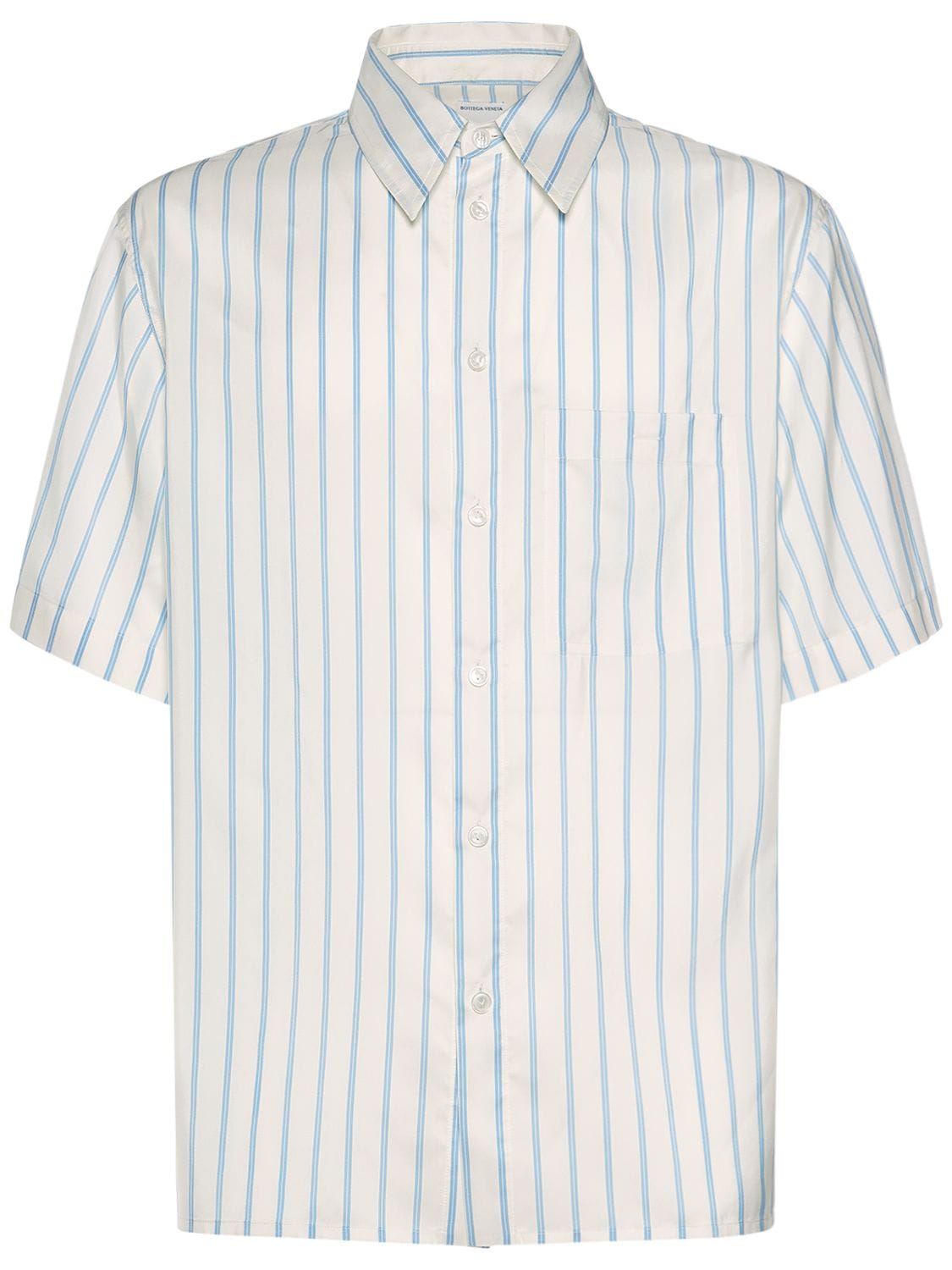 Image of Striped Silk Regular Fit S/s Shirt