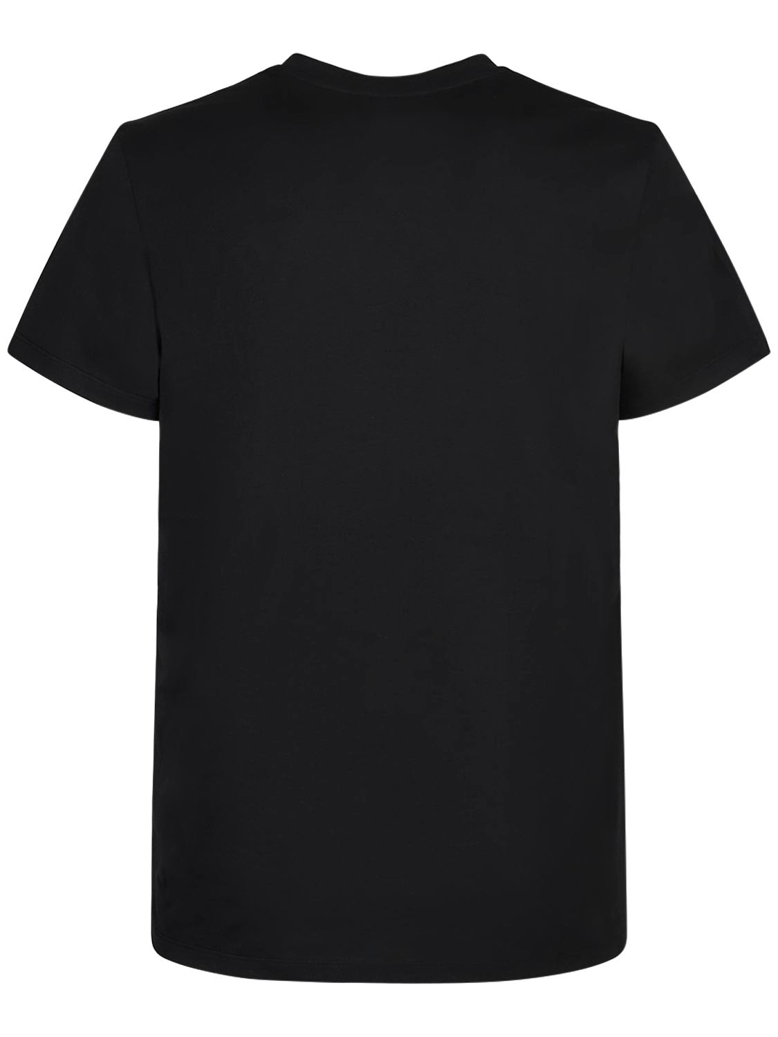 Shop Balmain Flocked Logo Organic Cotton T-shirt In Black,white