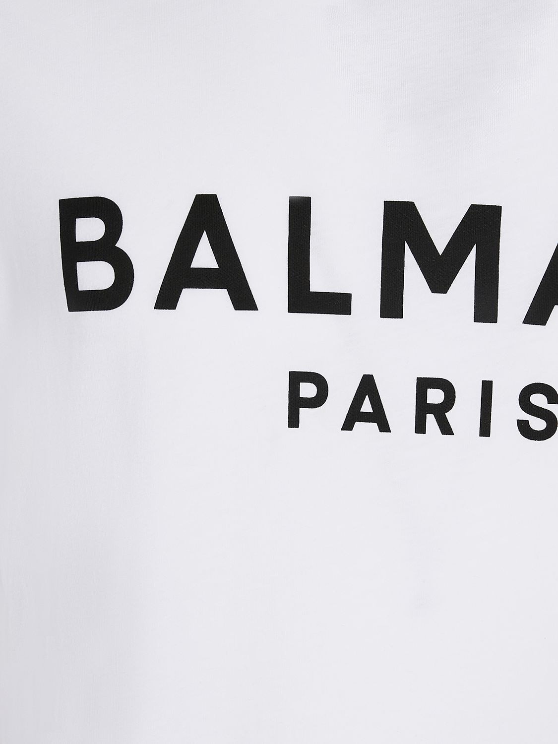 Shop Balmain Printed Cotton T-shirt In White,black