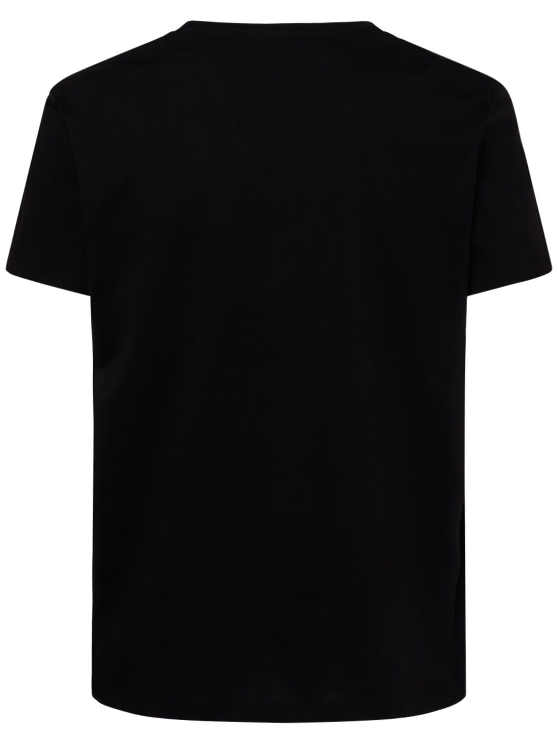 Shop Balmain Printed Cotton T-shirt In Black,white