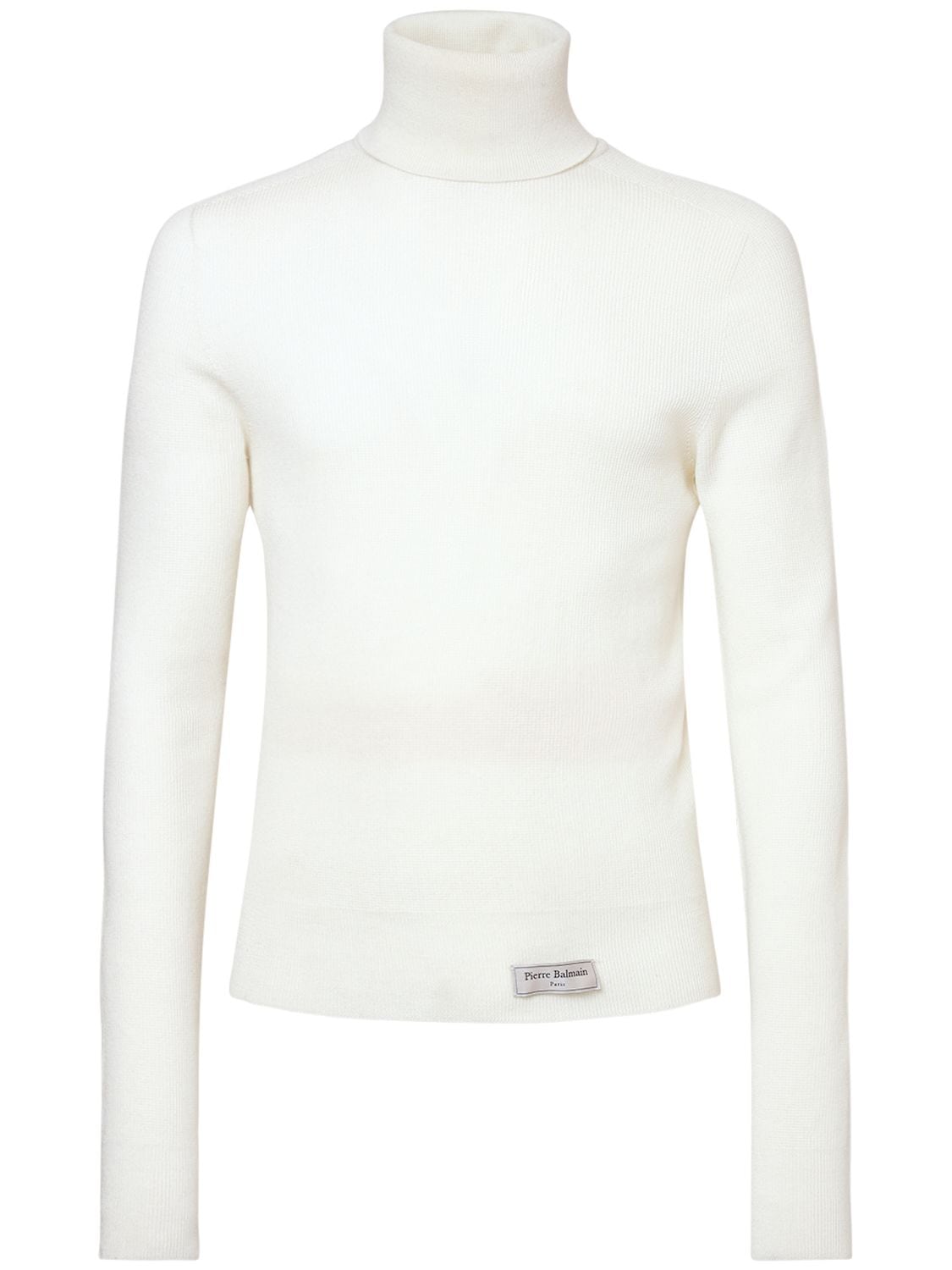 Balmain Merino Wool Roll-neck Sweater In White