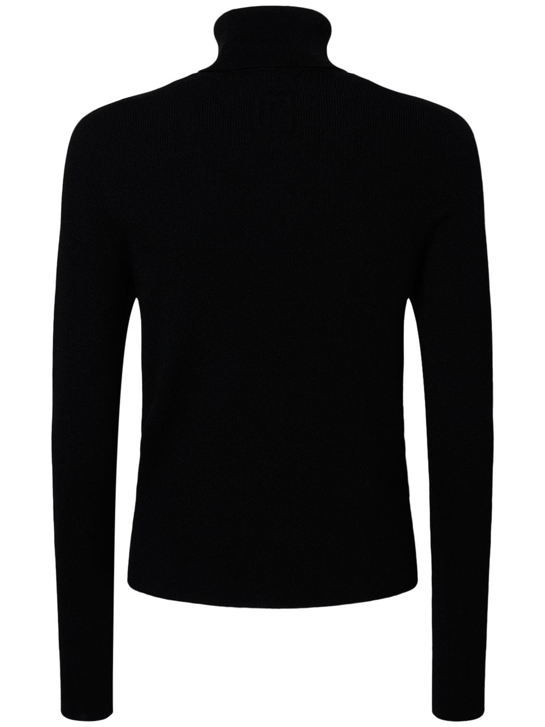 Shop Balmain Pb Logo Wool Turtleneck Sweater In Black