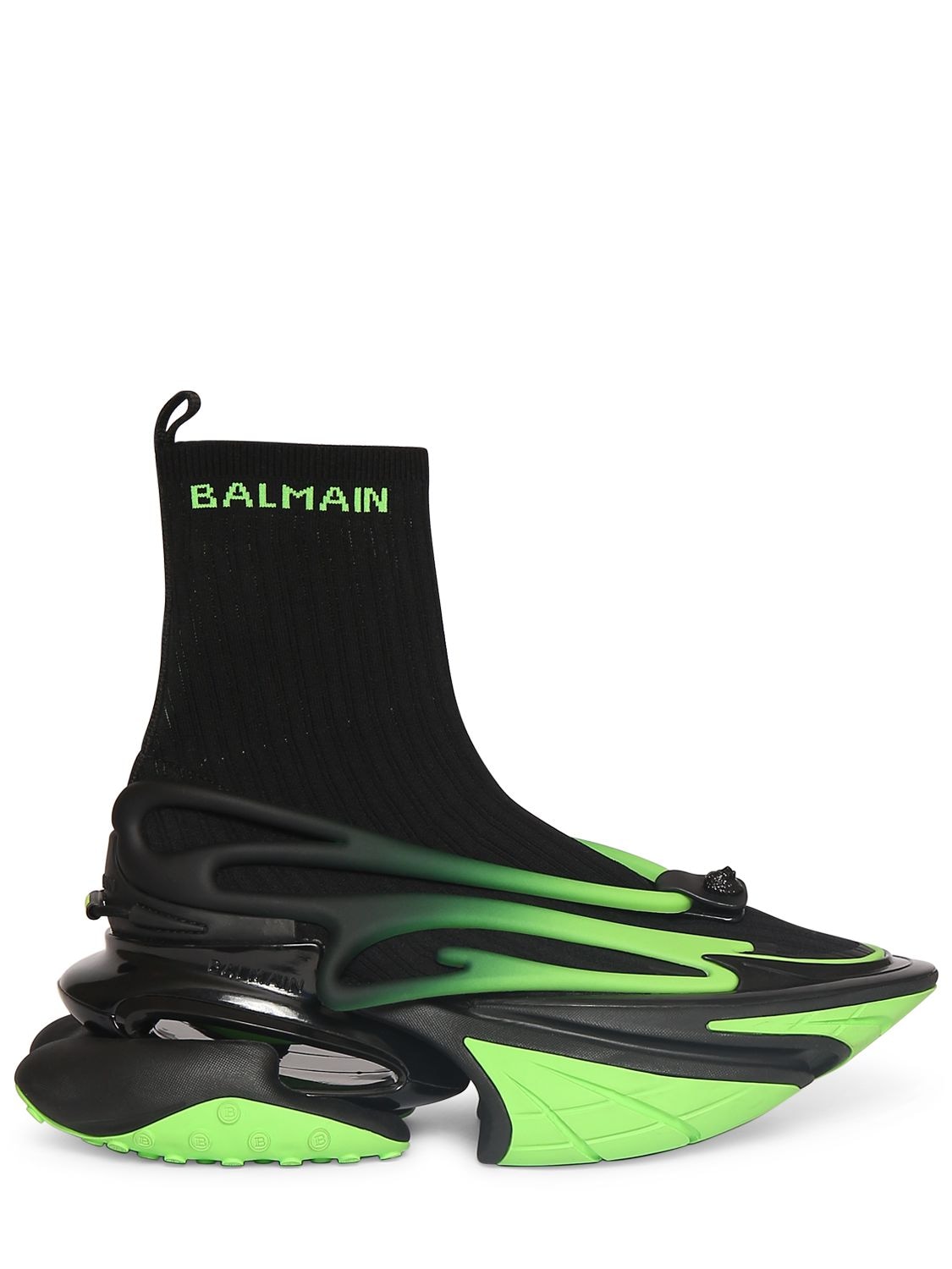 Shop Balmain Unicorn High Top Sneakers In Black,green