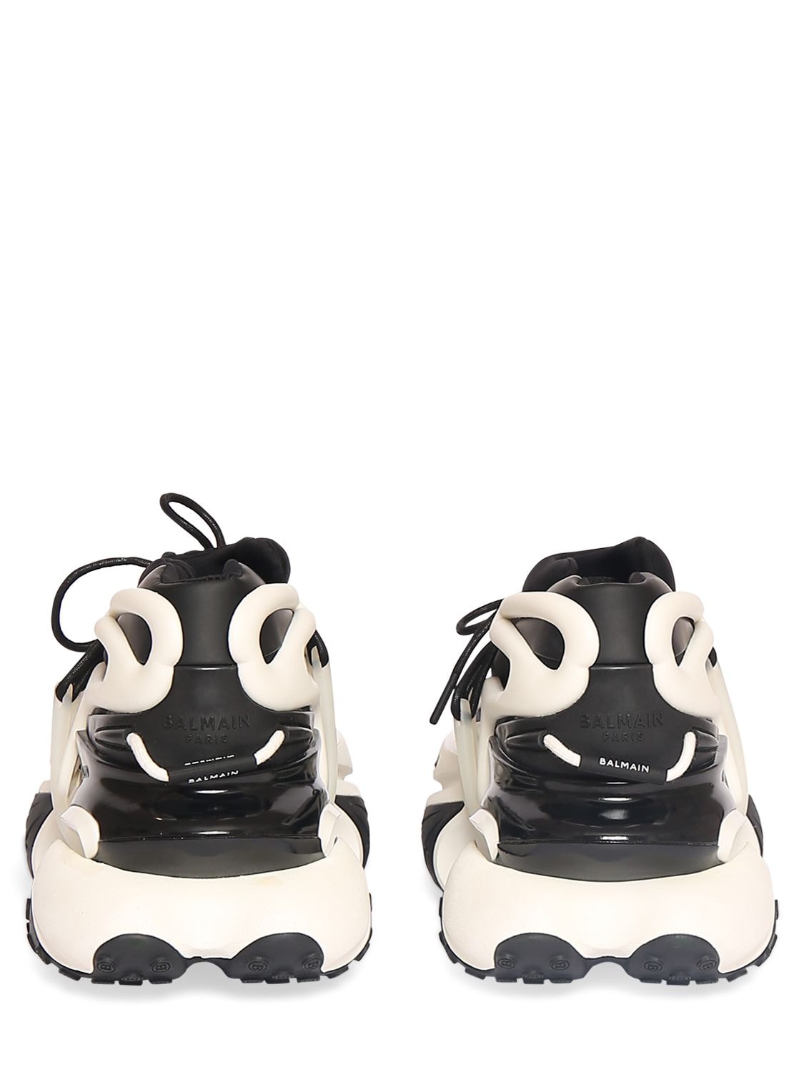 Shop Balmain Unicorn Neoprene & Leather Sneakers In Black,white