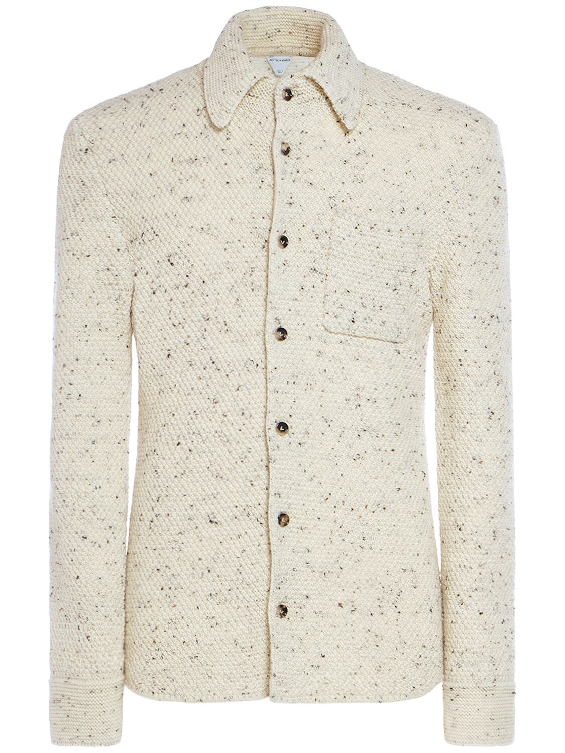 Shop Bottega Veneta Textured Knit Wool Shirt In Dove