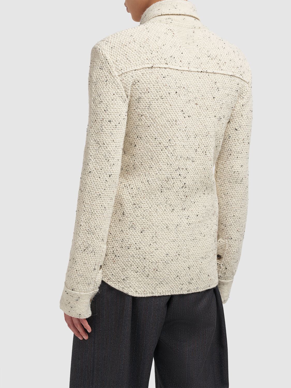 Shop Bottega Veneta Textured Knit Wool Shirt In Dove