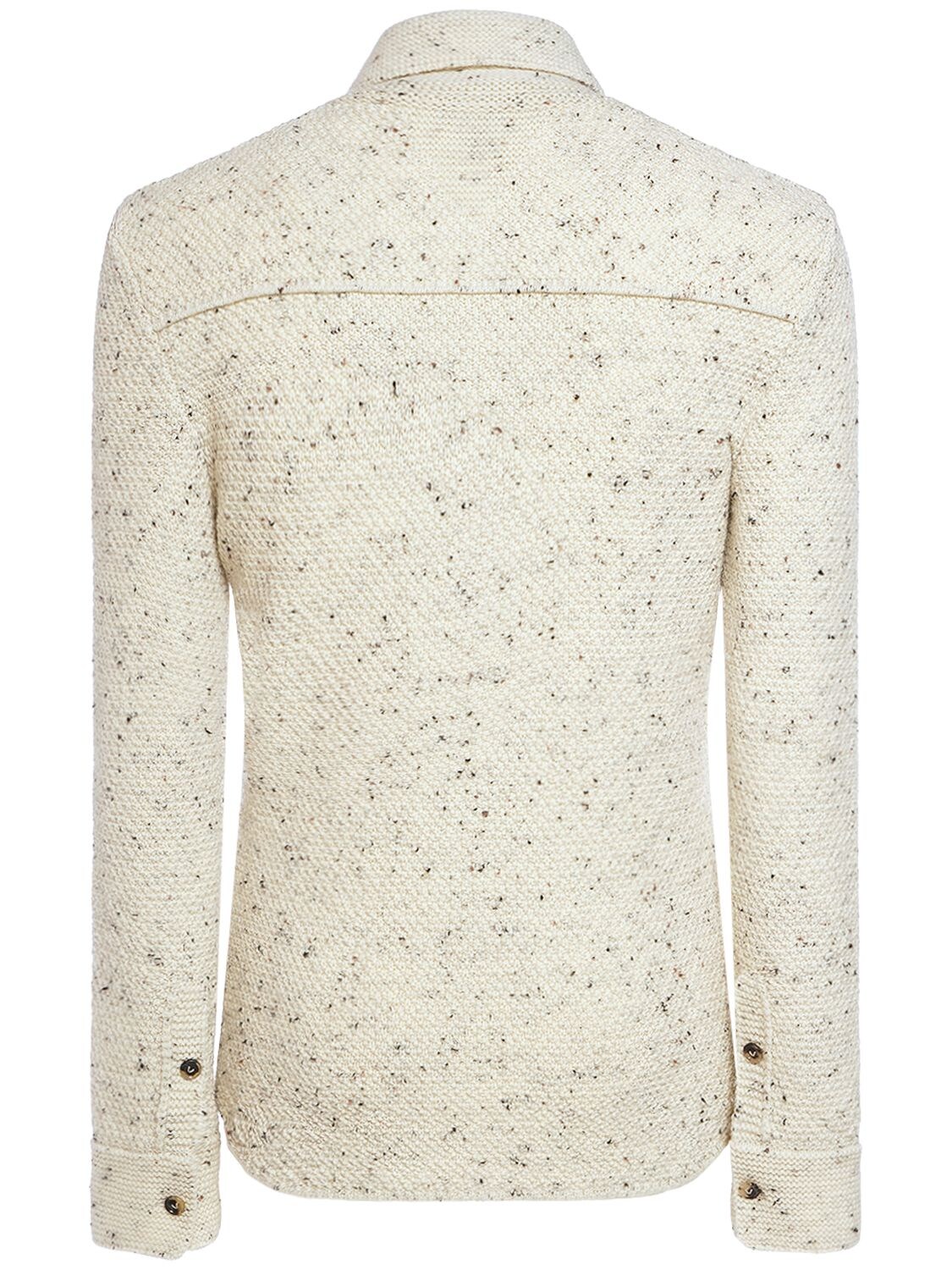 Shop Bottega Veneta Textured Knit Wool Shirt In Dove