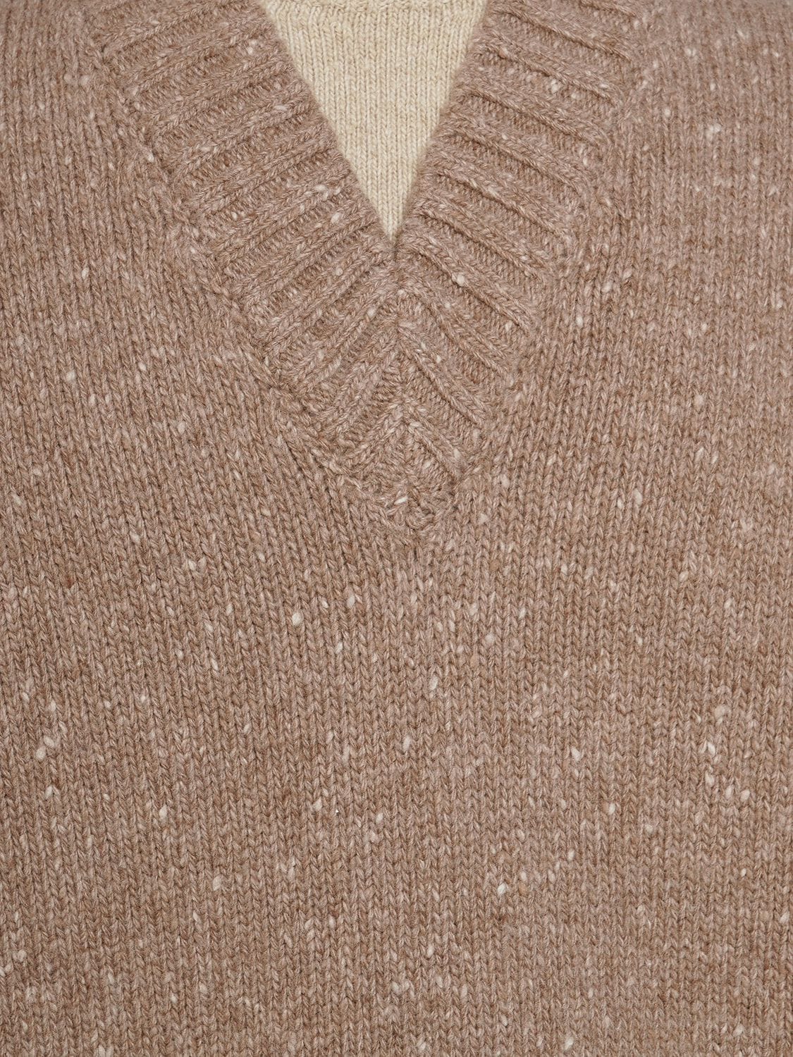 Shop Bottega Veneta Double Layer Wool Knit Sweater In Light Biscuit