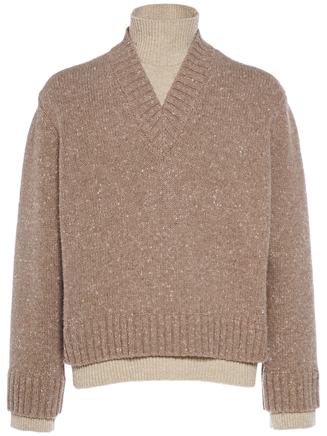 Image of Double Layer Wool Knit Sweater