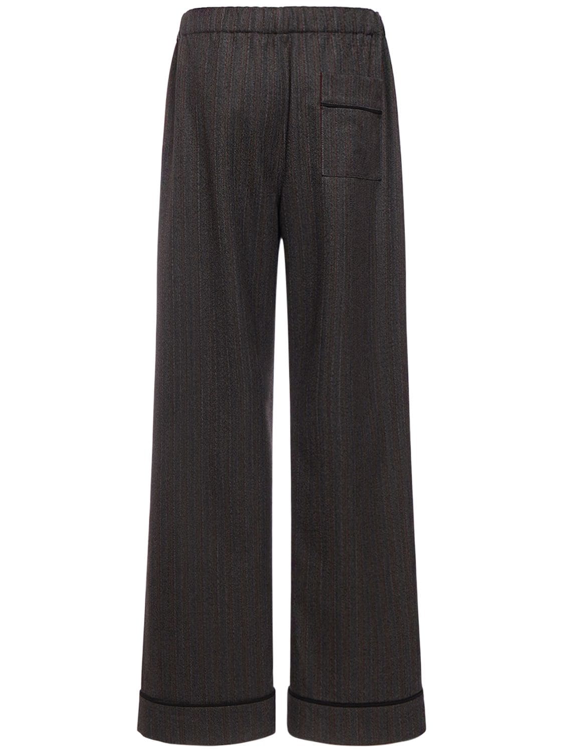 Shop Bottega Veneta Wool Chevron Pants In Heather Grey