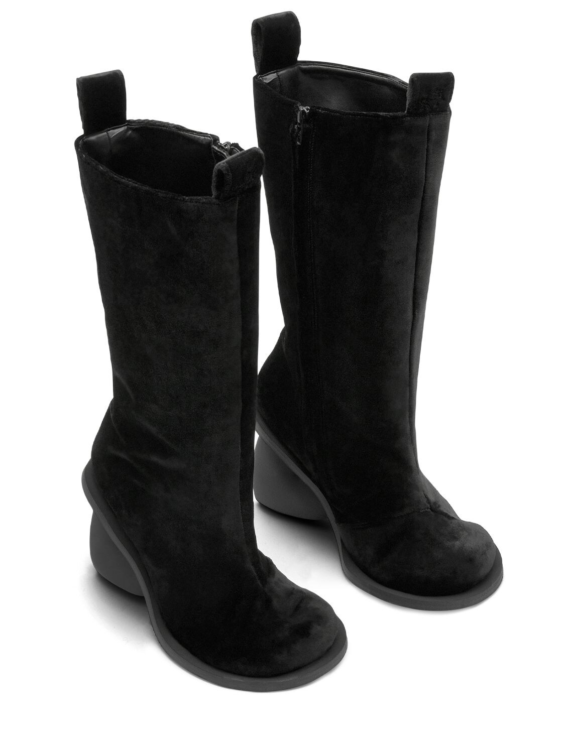 Shop Yume Yume 90mm Love Velvet Tall Boots In Black