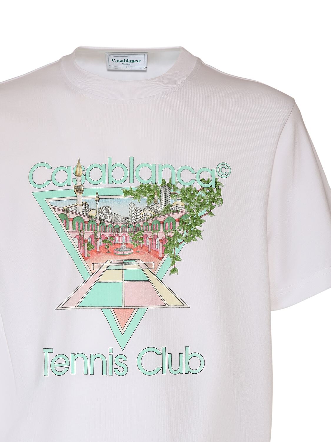 Shop Casablanca Tennis Club Organic Cotton T-shirt In White