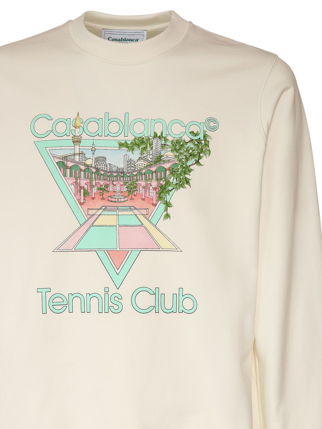 Shop Casablanca Tennis Club Organic Cotton Sweatshirt In White