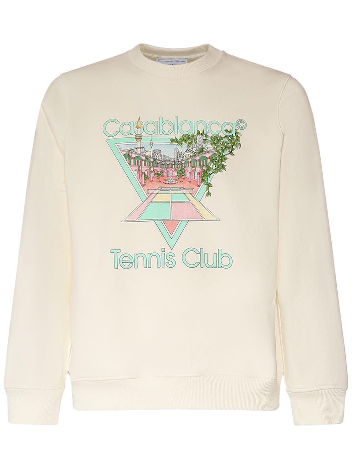Shop Casablanca Tennis Club Organic Cotton Sweatshirt In White