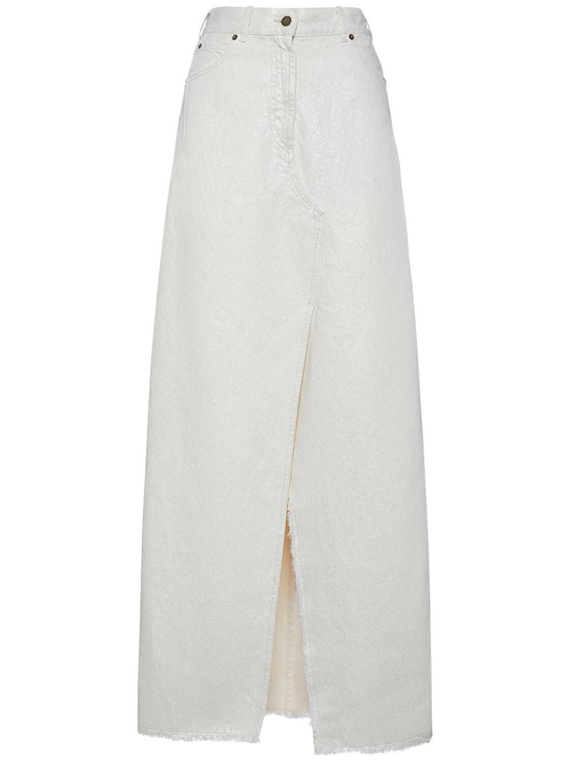 Image of Emma Cotton Denim Midi Skirt