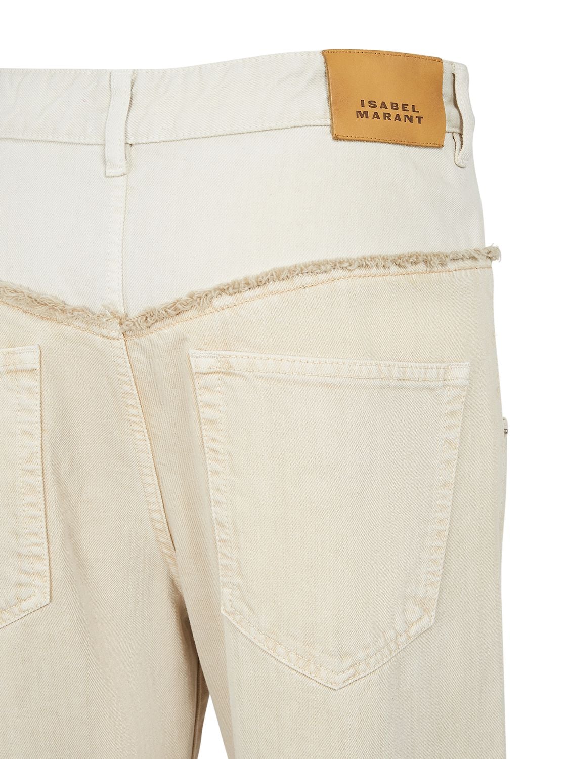 Shop Isabel Marant Noemie Cotton Denim Jeans In Ecru