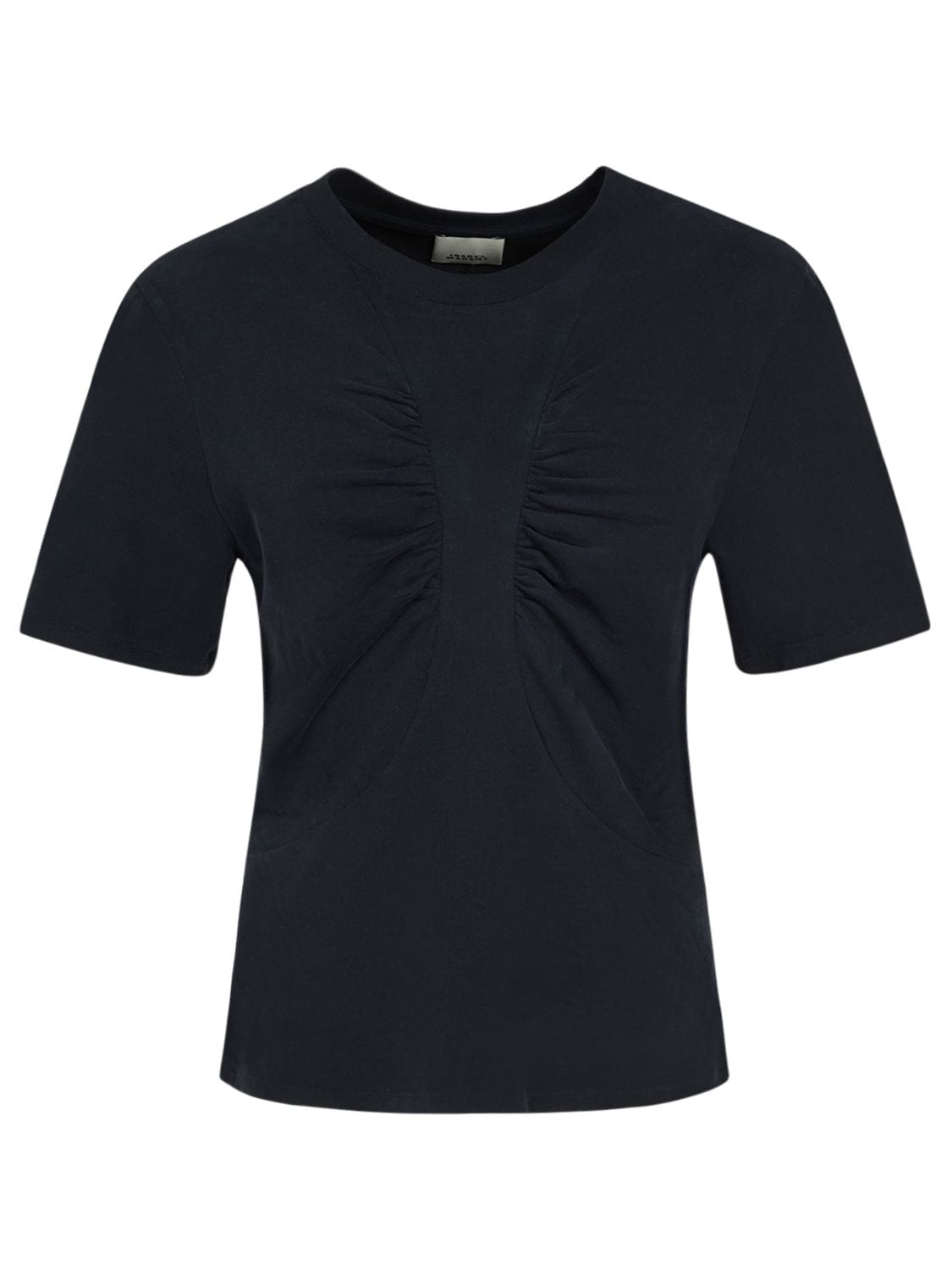 Isabel Marant Zeren Gathered Cotton T-shirt In Black