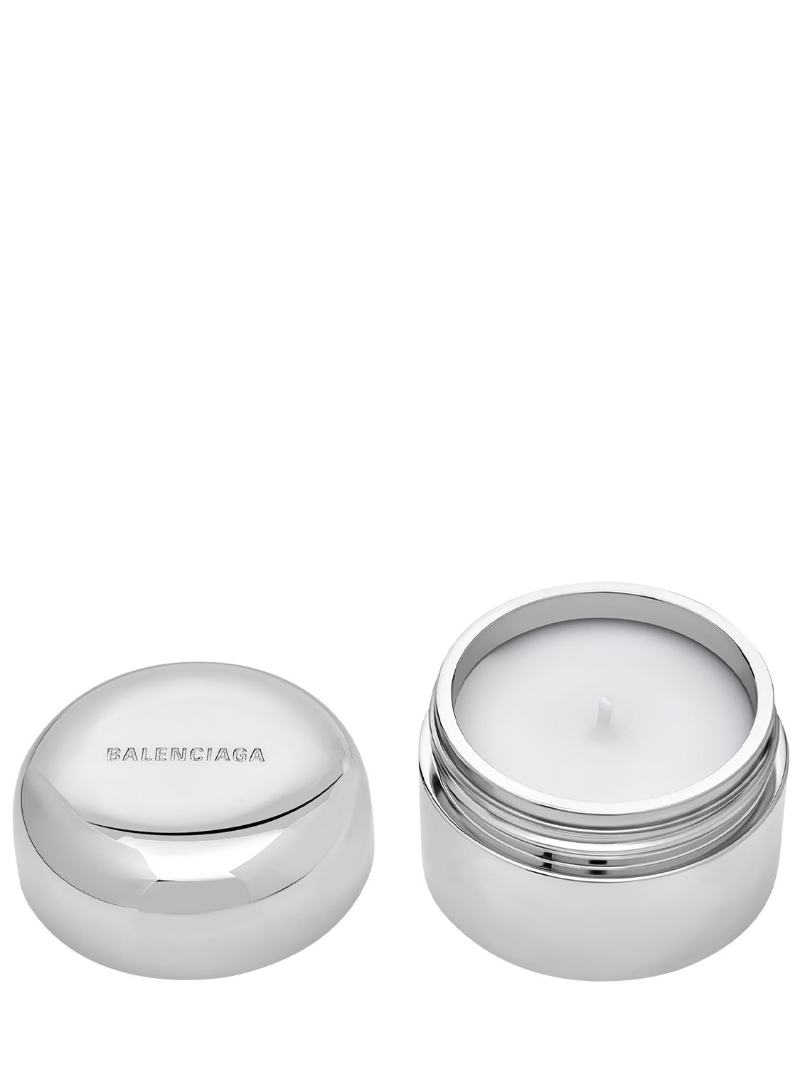Shop Balenciaga Travel Scented Candle W/ Aluminum Tin In Silver