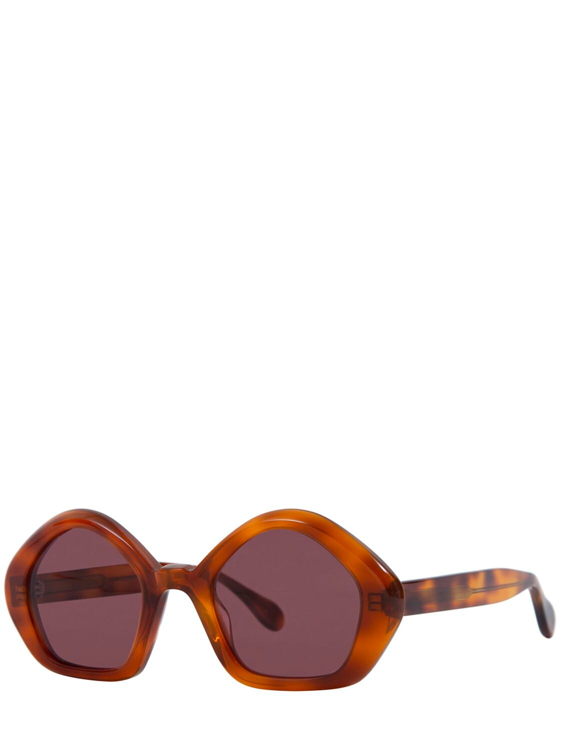 Shop Delarge Rocky Round Acetate Sunglasses In Havana,red