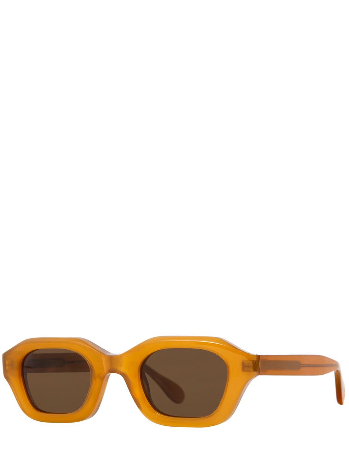 Shop Delarge Streams Squared Acetate Sunglasses In Amber,brown