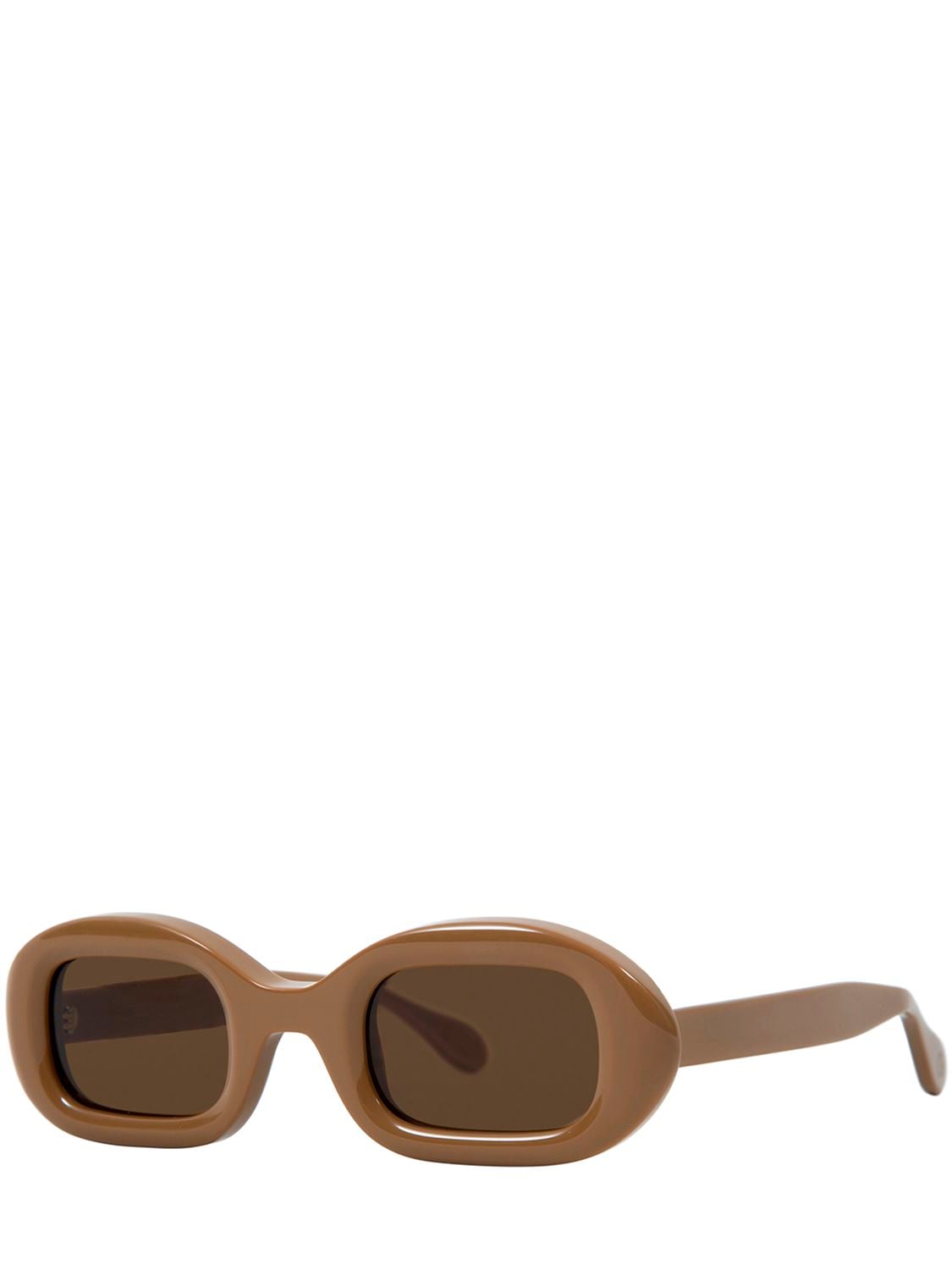 Shop Delarge Flow Oval Acetate Sunglasses In Kamel,braun