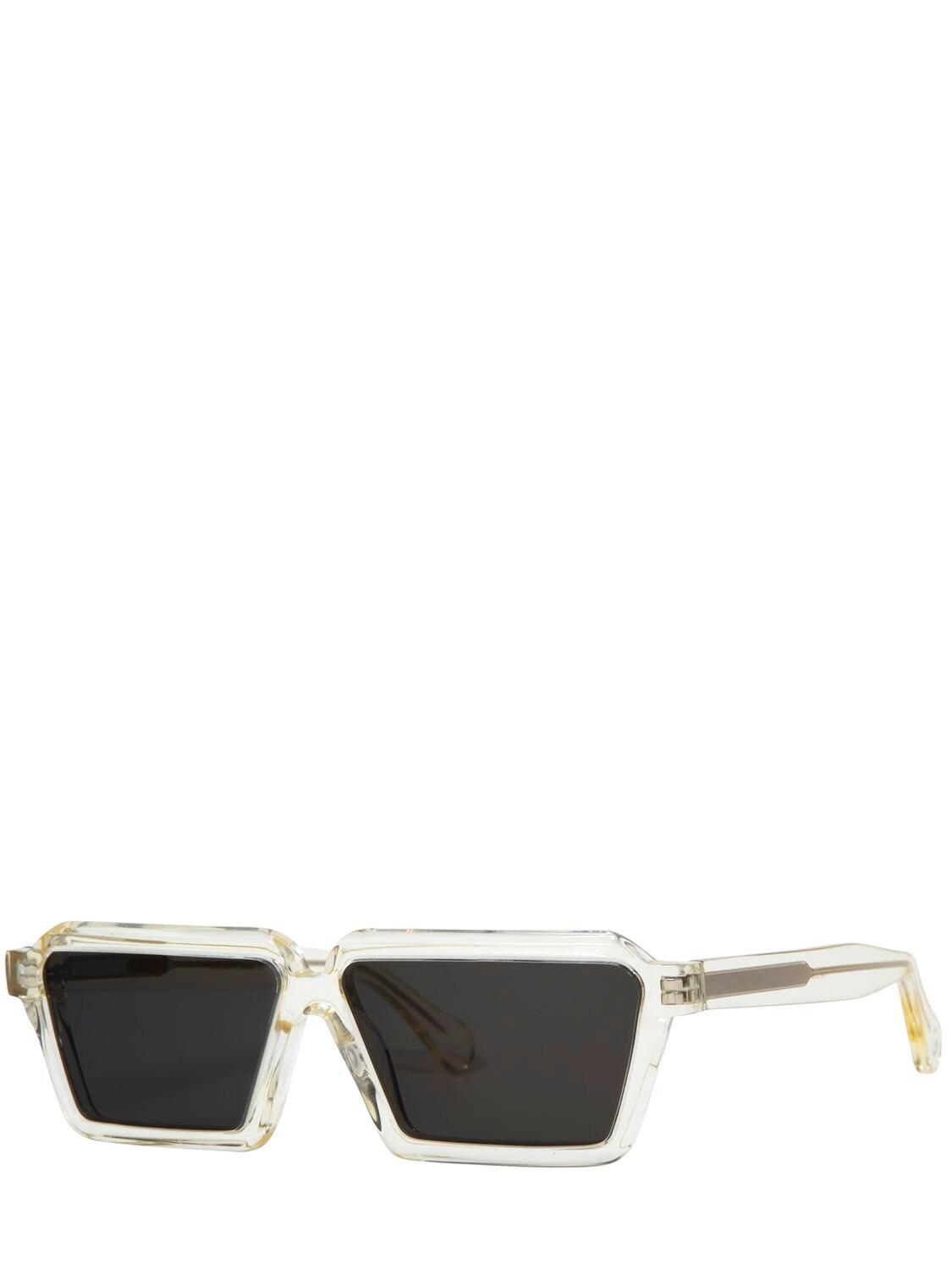 Shop Delarge Trapexie Squared Acetate Sunglasses In Champagne,grey