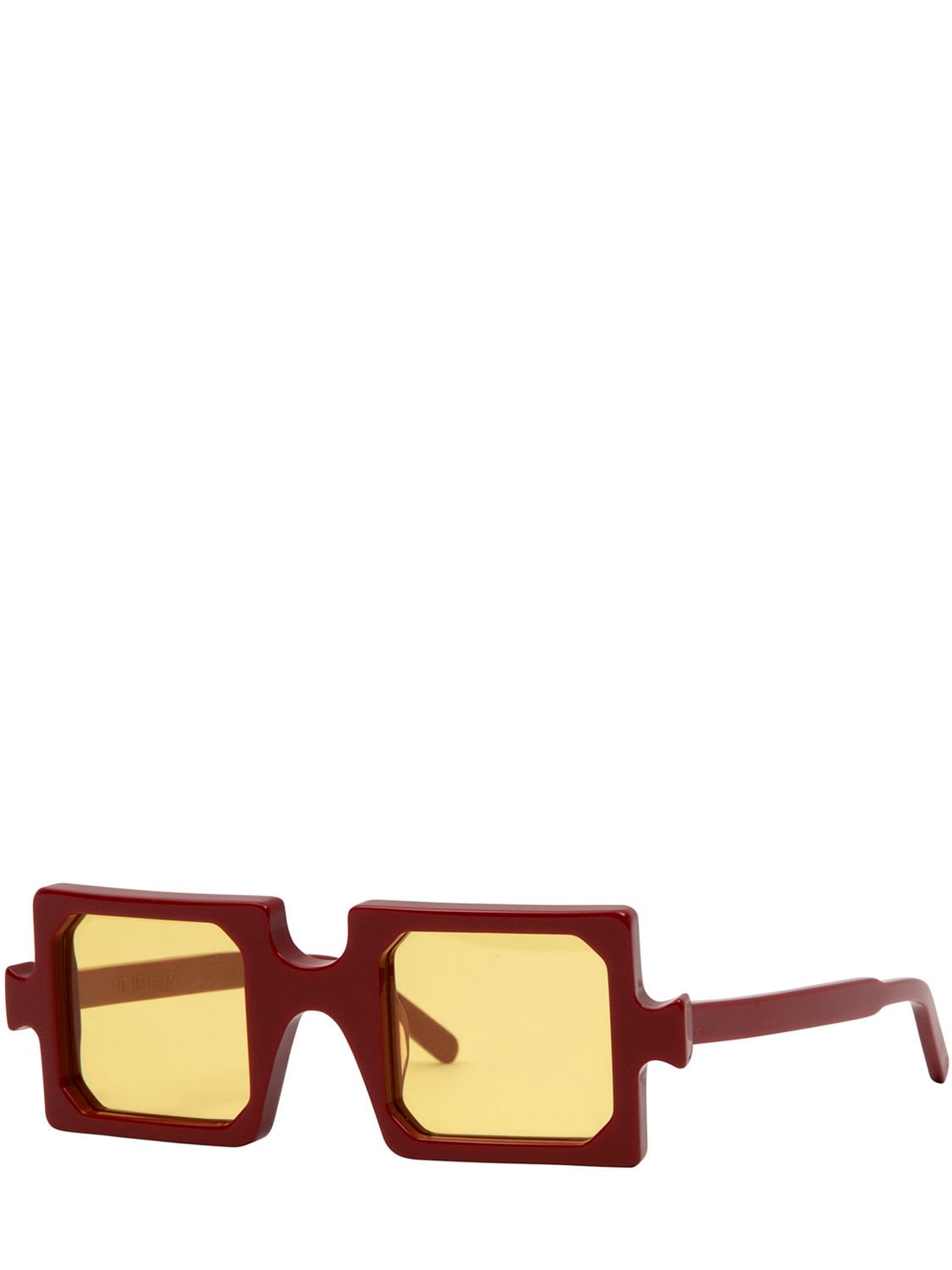 Shop Delarge Misquare Squared Acetate Sunglasses In Rot,gelb
