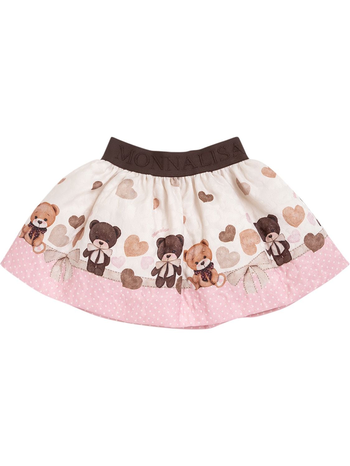 Monnalisa Kids' Bear Print Matelassé Skirt In Multicolor