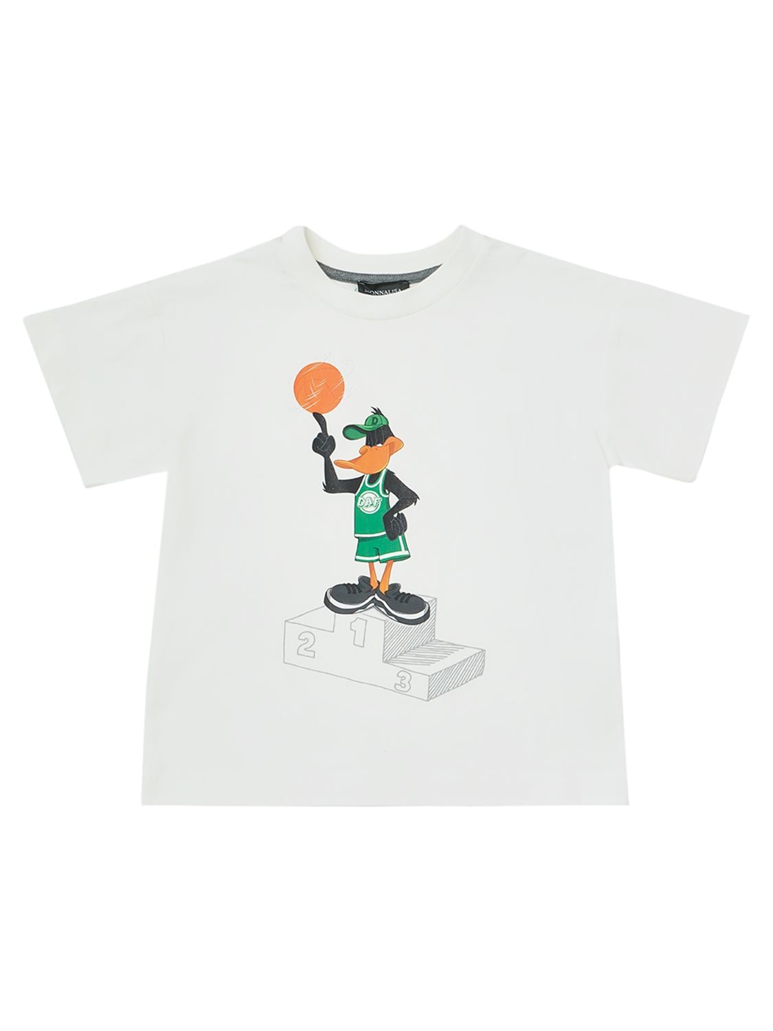 Image of Duffy Duck Print Cotton Jersey T-shirt