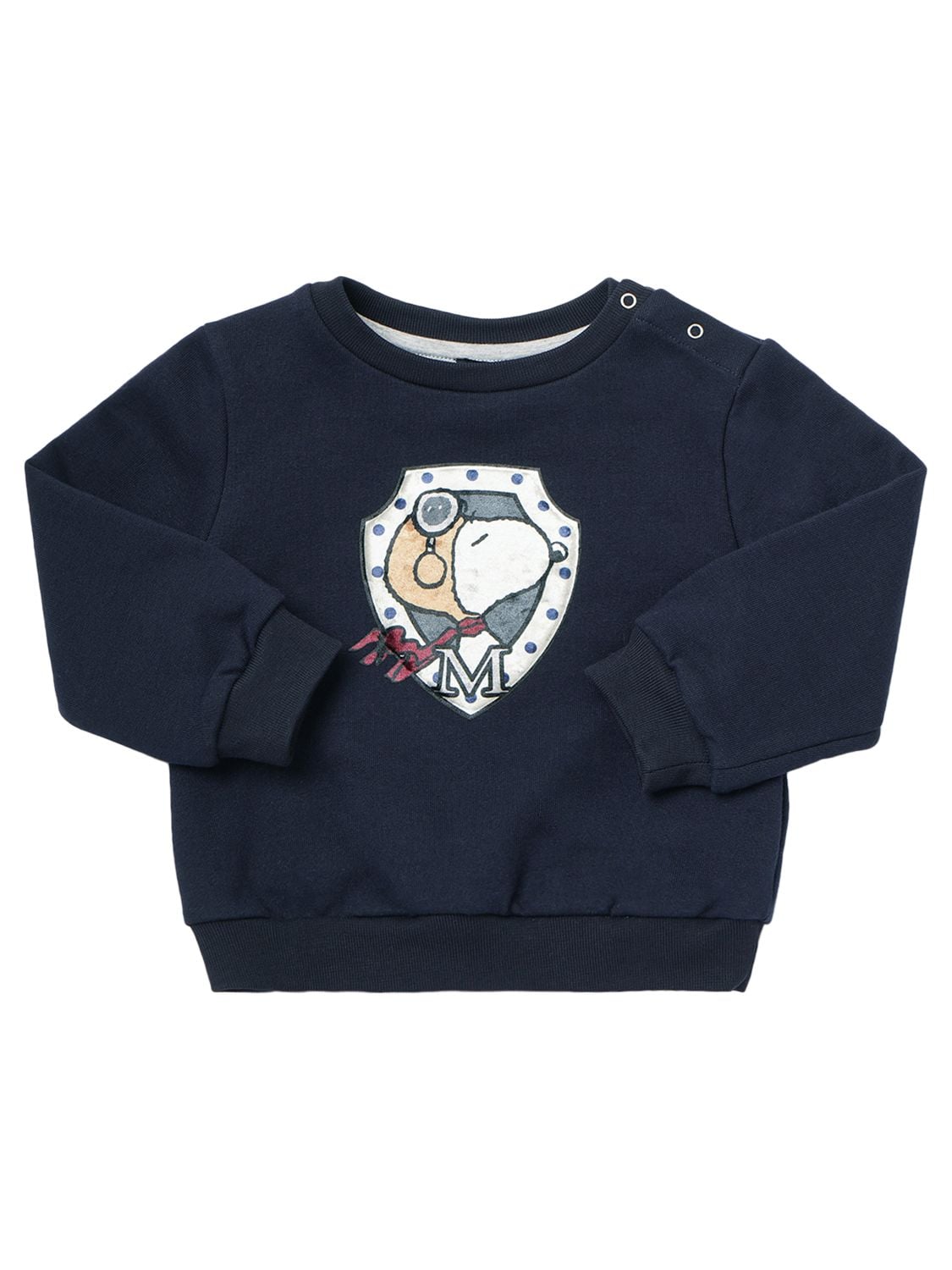 Monnalisa Kids' Cotton Sweatshirt W/ Snoopy Patch In Navy