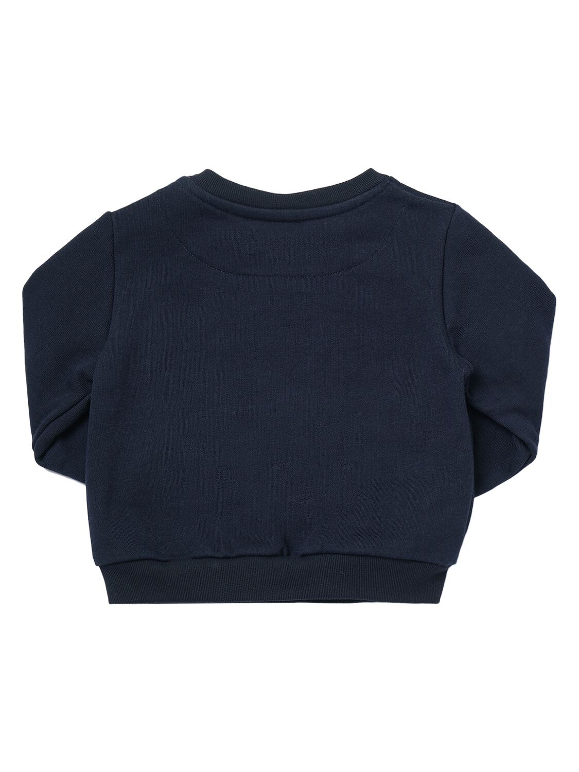 Shop Monnalisa Cotton Sweatshirt W/ Snoopy Patch In Navy
