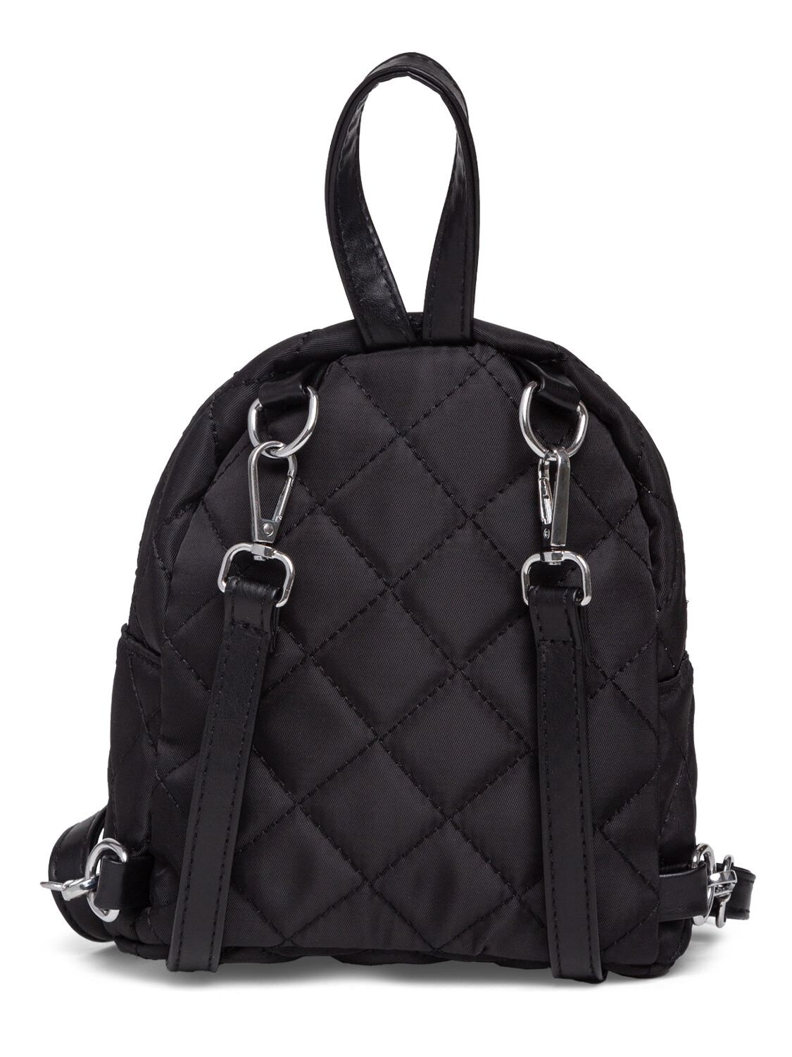Shop Monnalisa Duffy Duck Embroidery Quilted Backpack In Black
