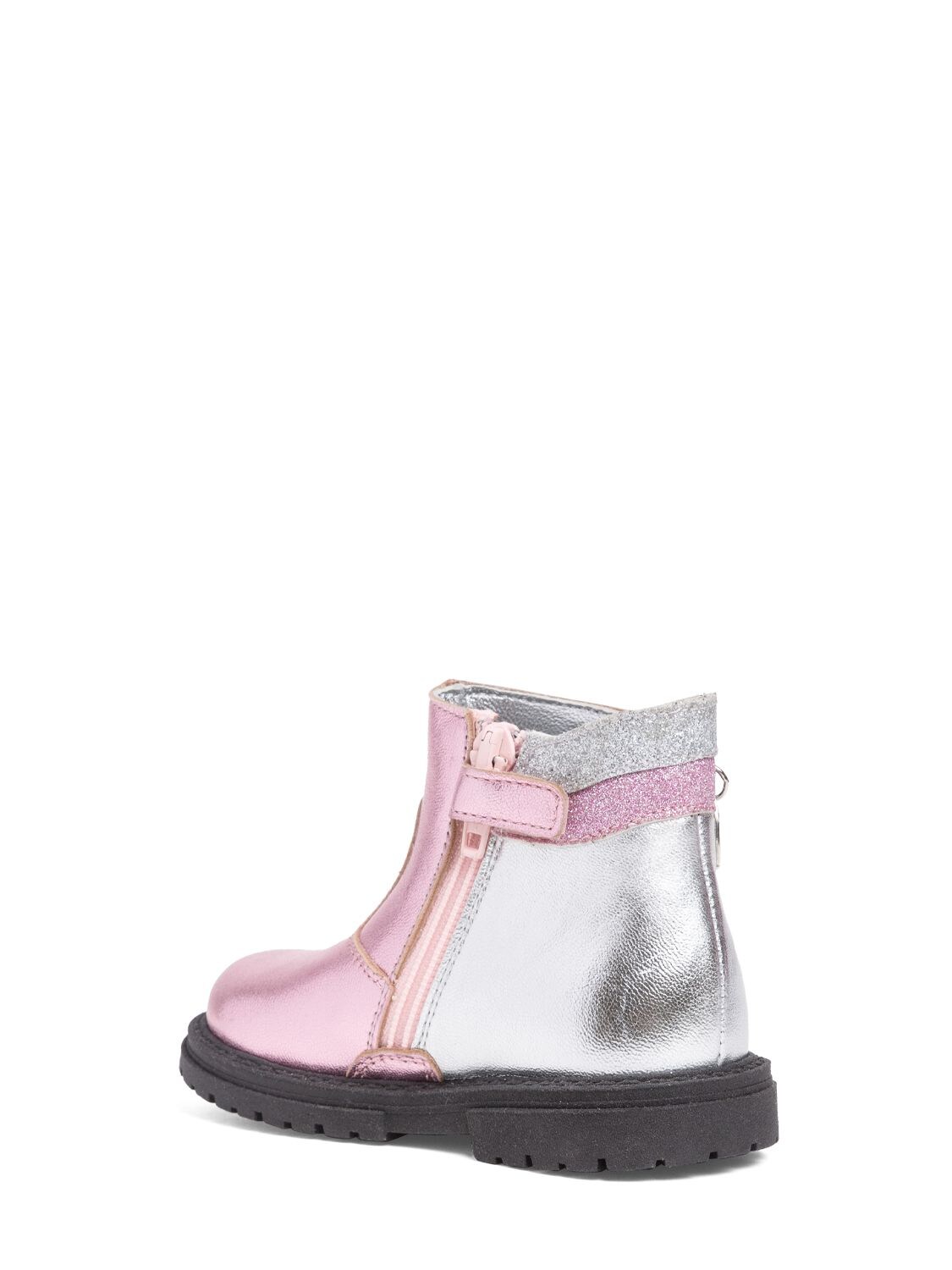 Shop Monnalisa Laminated Leather Boots In Pink