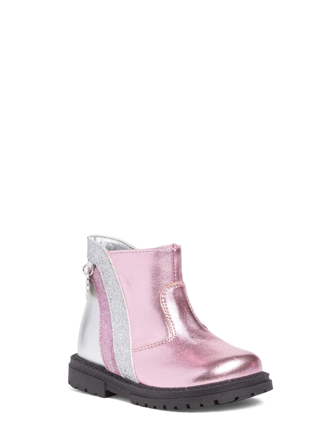 Shop Monnalisa Laminated Leather Boots In Pink