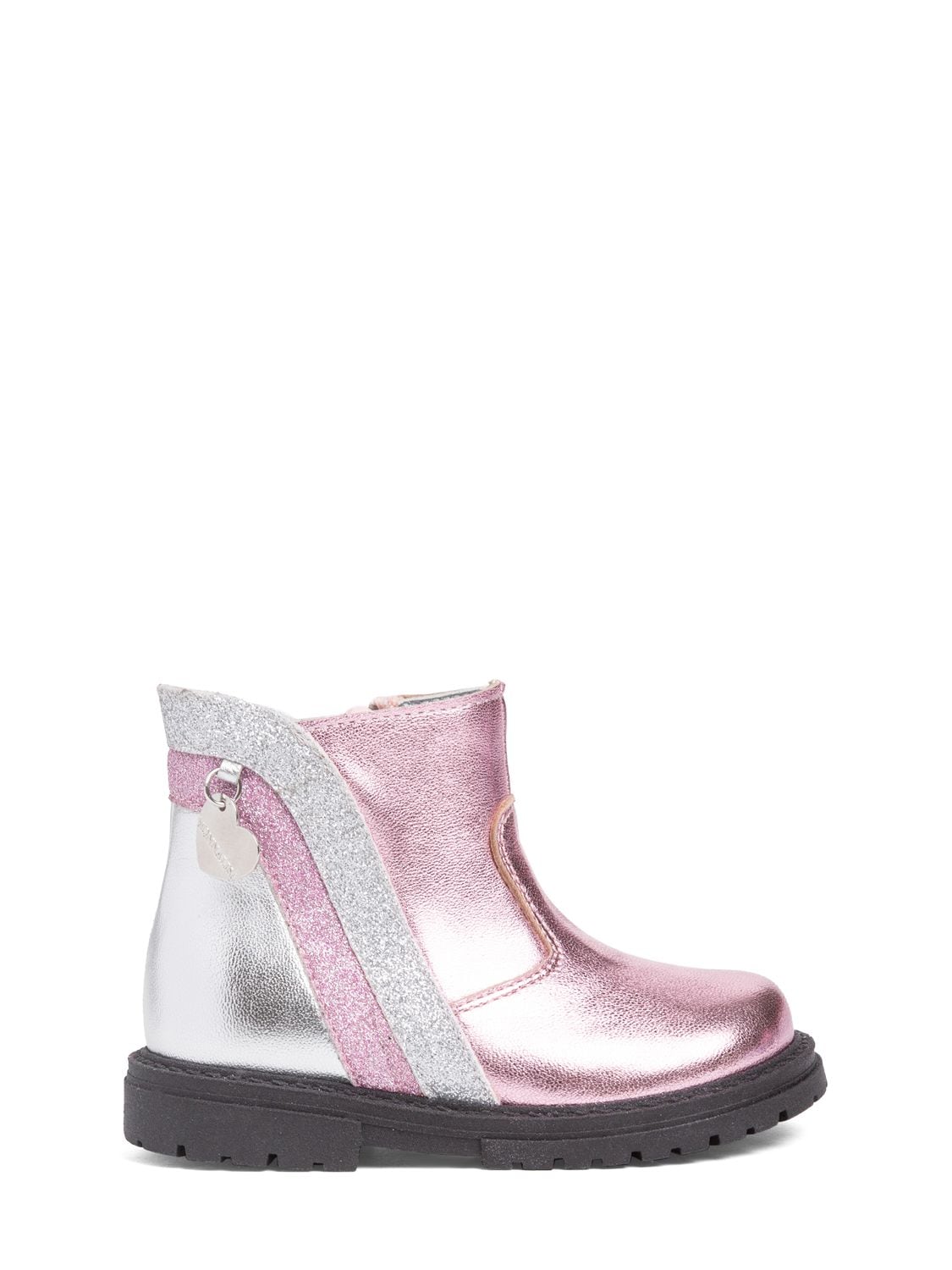 Monnalisa Kids' Laminated Leather Boots In Pink