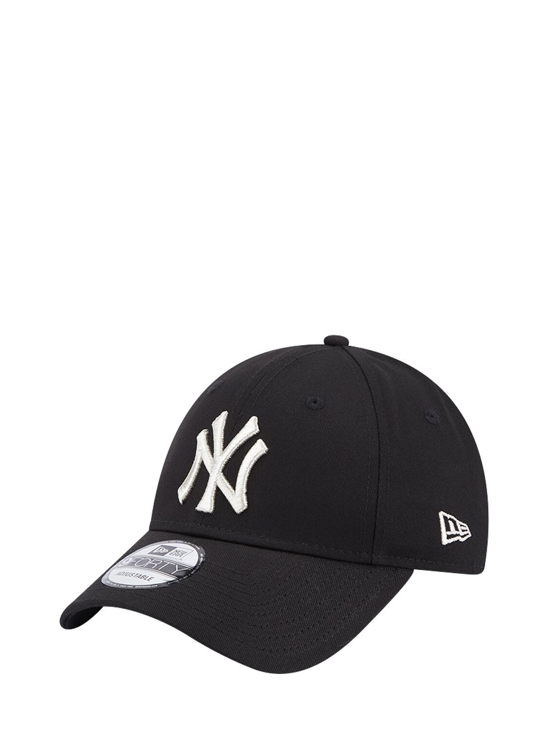 Shop New Era Female Logo 9forty Ny Yankees Cap In Black,silver