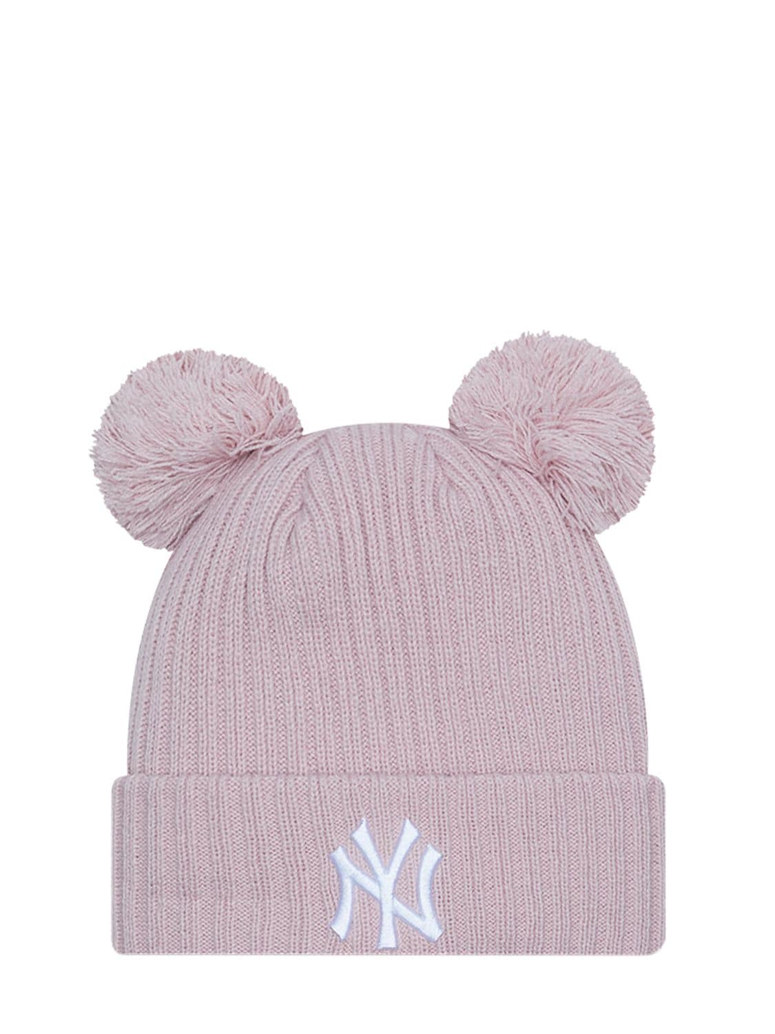 New Era Knit Ny Yankees Double Pompom Beanie In Pink