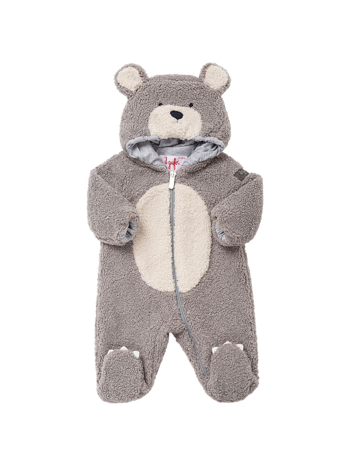 Il Gufo Babies' Teddy Bear Romper In Grey