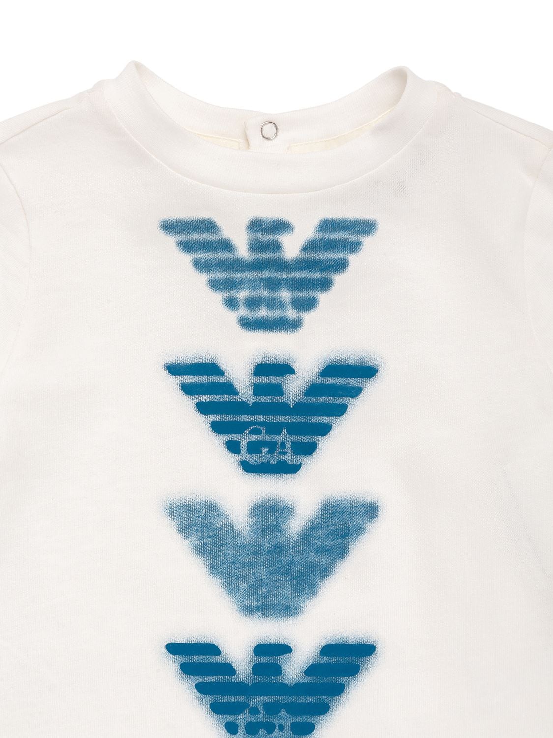 Shop Emporio Armani Logo Print Cotton Jersey S/s T-shirt In White