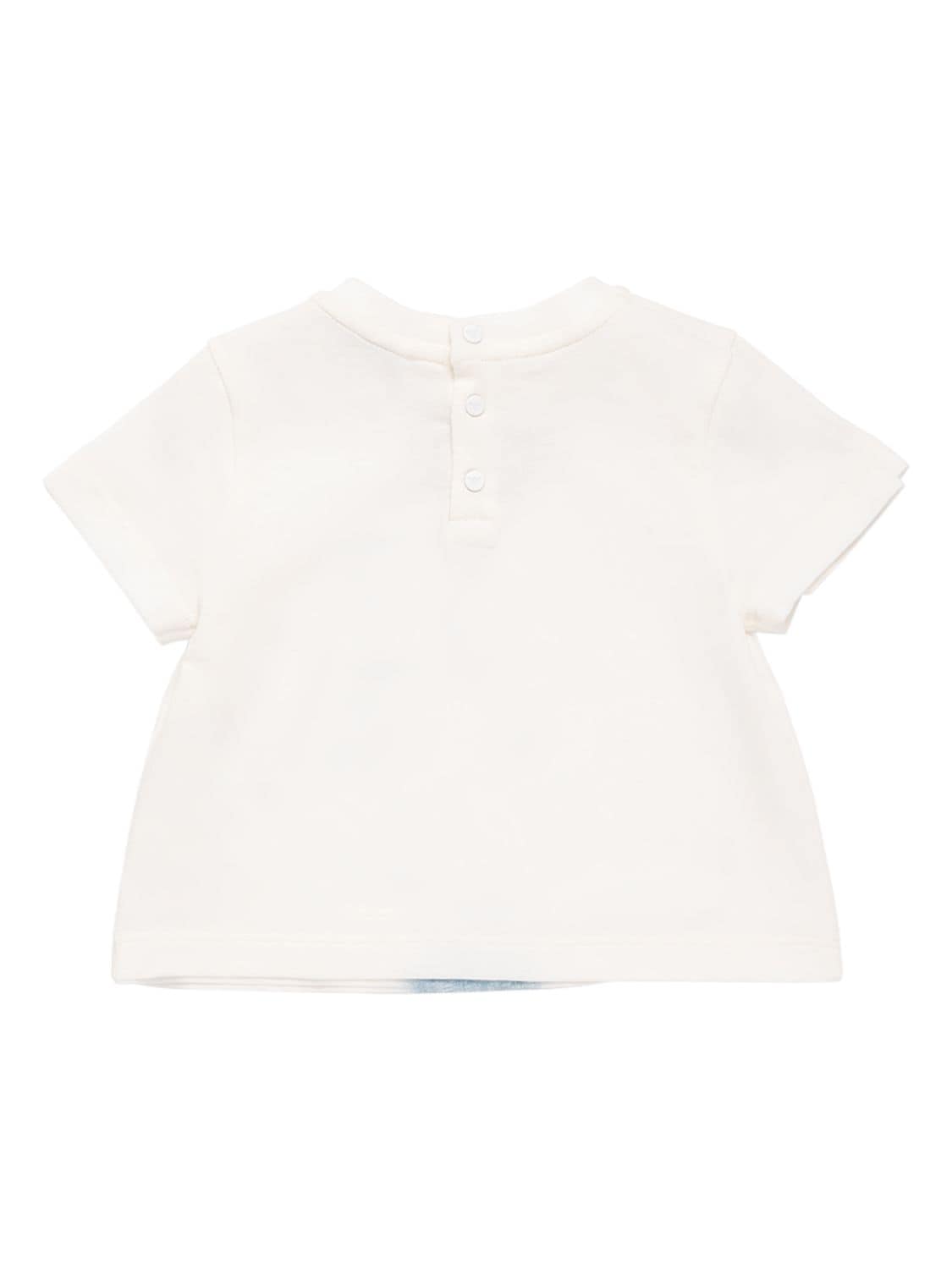 Shop Emporio Armani Logo Print Cotton Jersey S/s T-shirt In White