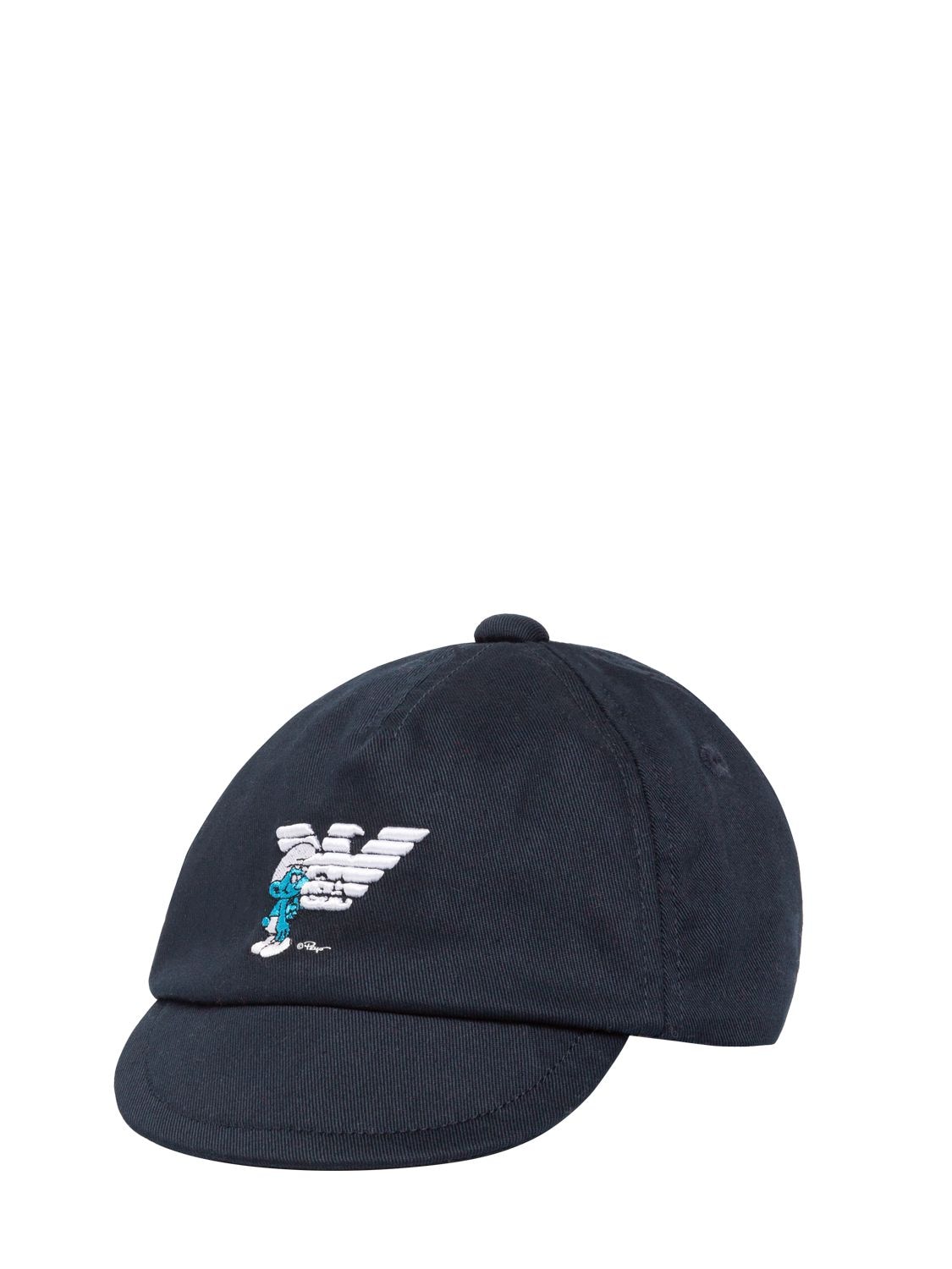 Shop Emporio Armani Smurfs Organic Cotton Cap In Navy