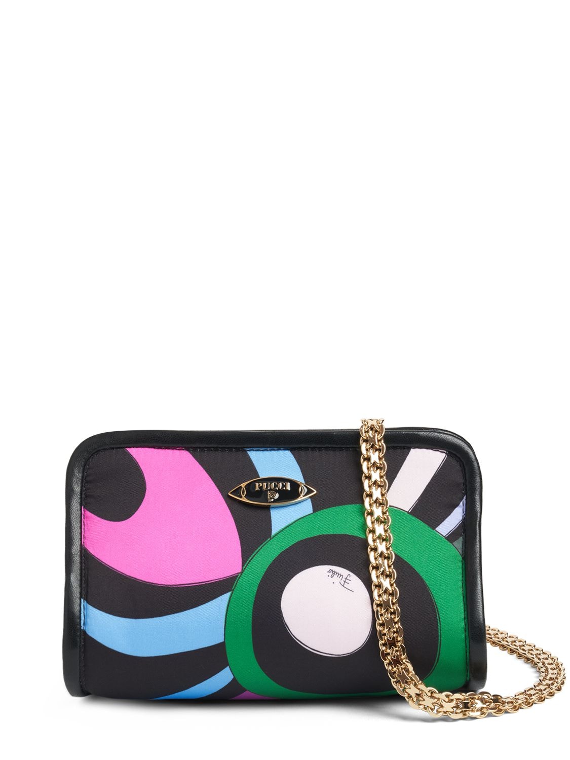 Pucci Printed Twill Binding Pouch In Fuchsia,verde