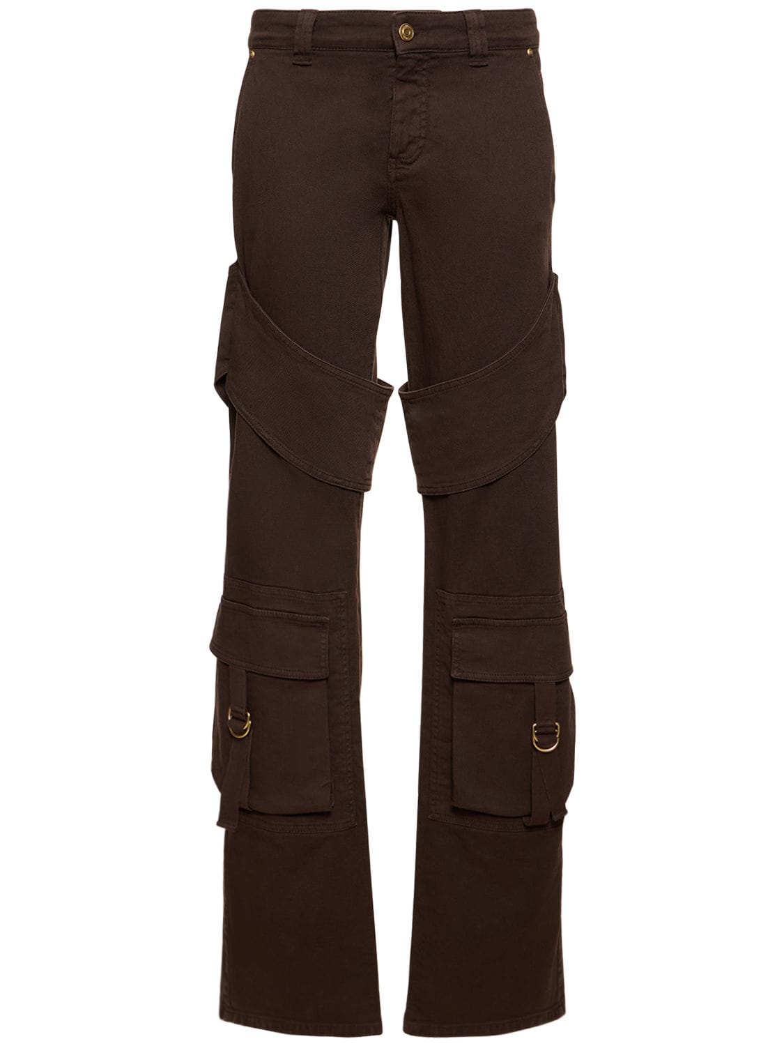 Blumarine Lvr Exclusive Stretch Cotton Cargo Trousers In Brown