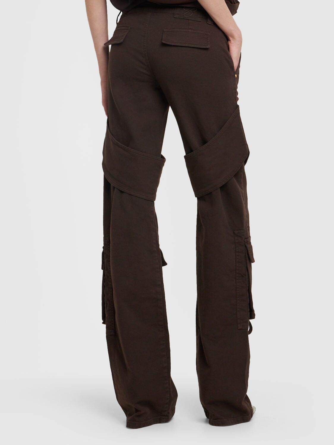 Shop Blumarine Lvr Exclusive Stretch Cotton Cargo Pants In Brown