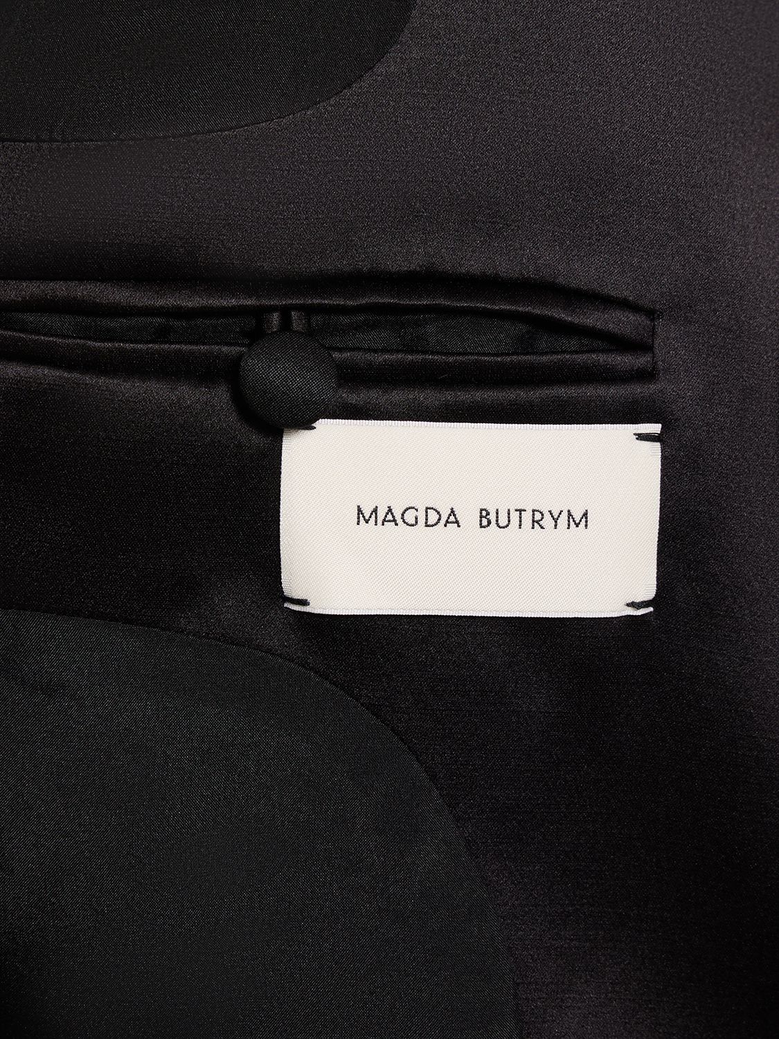 Shop Magda Butrym Lvr Exclusive Silk & Wool Blazer In Black