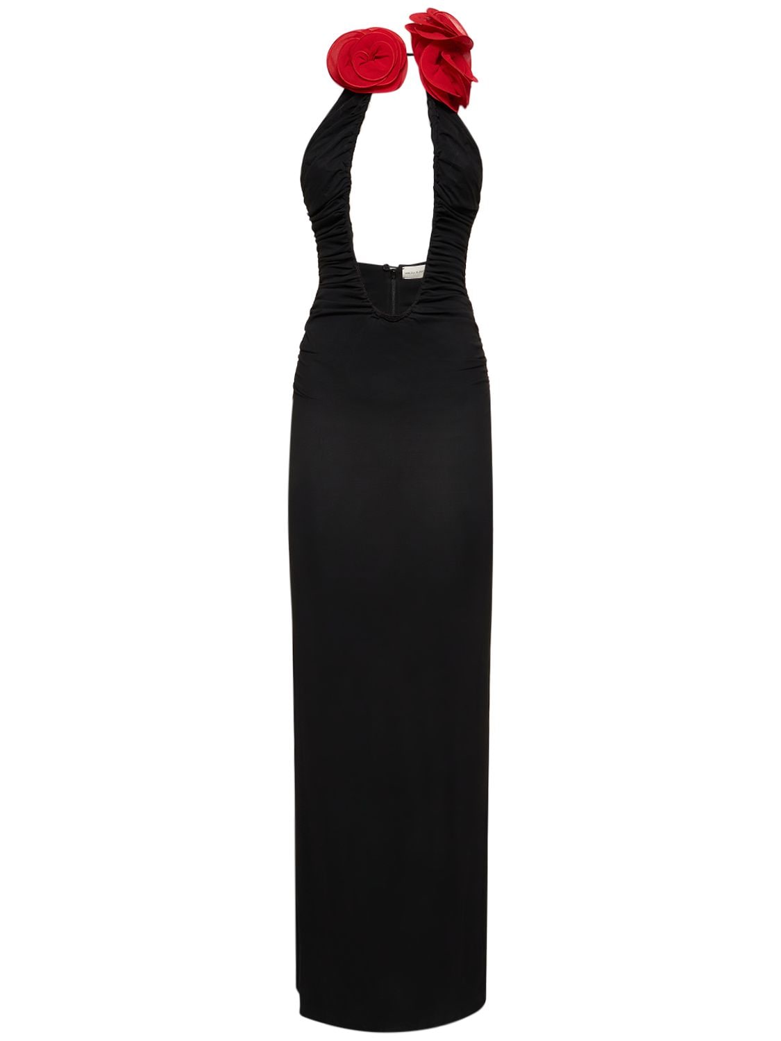 Magda Butrym Lvr Exclusive Stretch Viscose Long Dress In Black