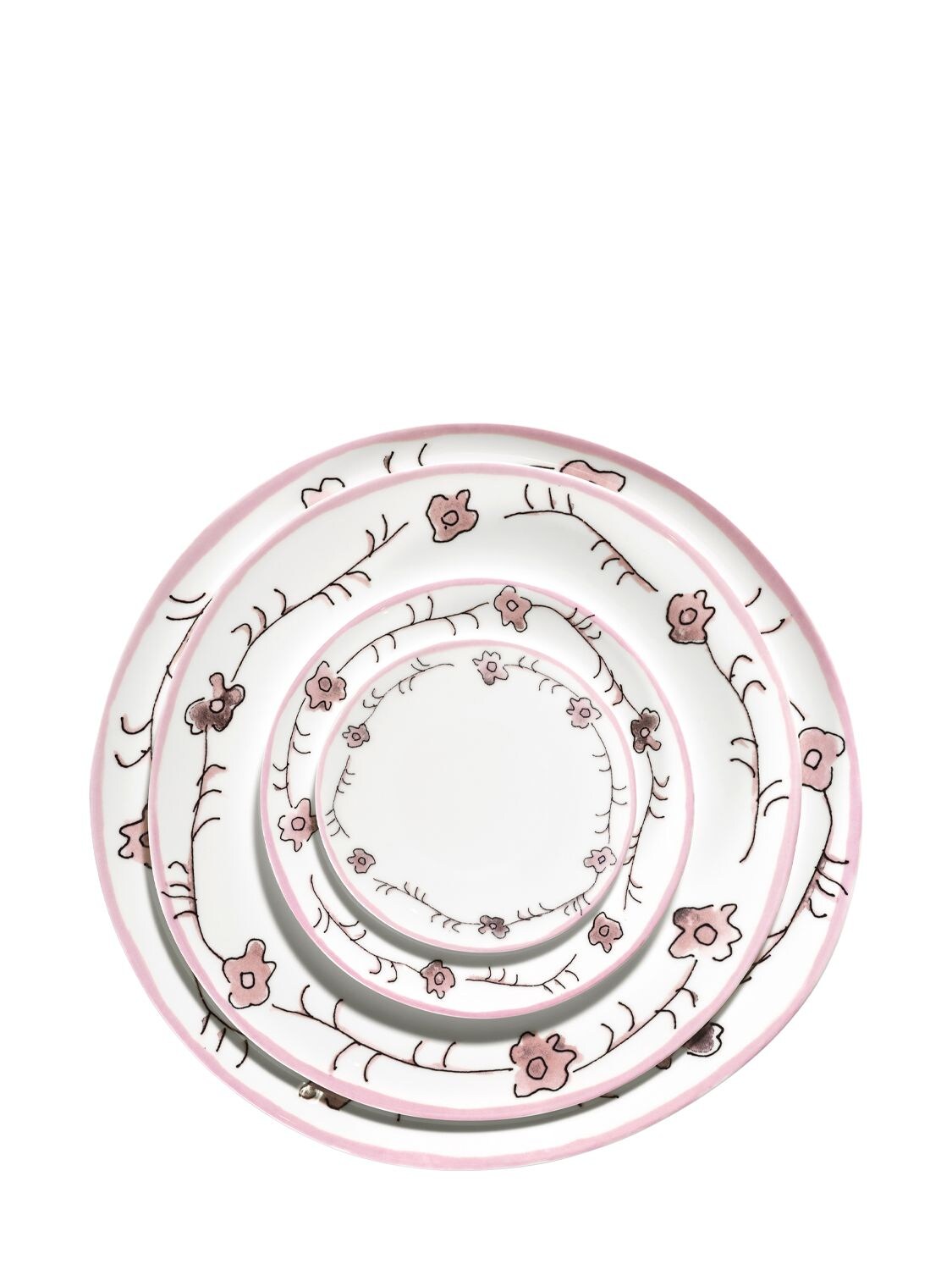 Shop Marni By Serax Set Of 2 Dark Viola Plates In White,pink