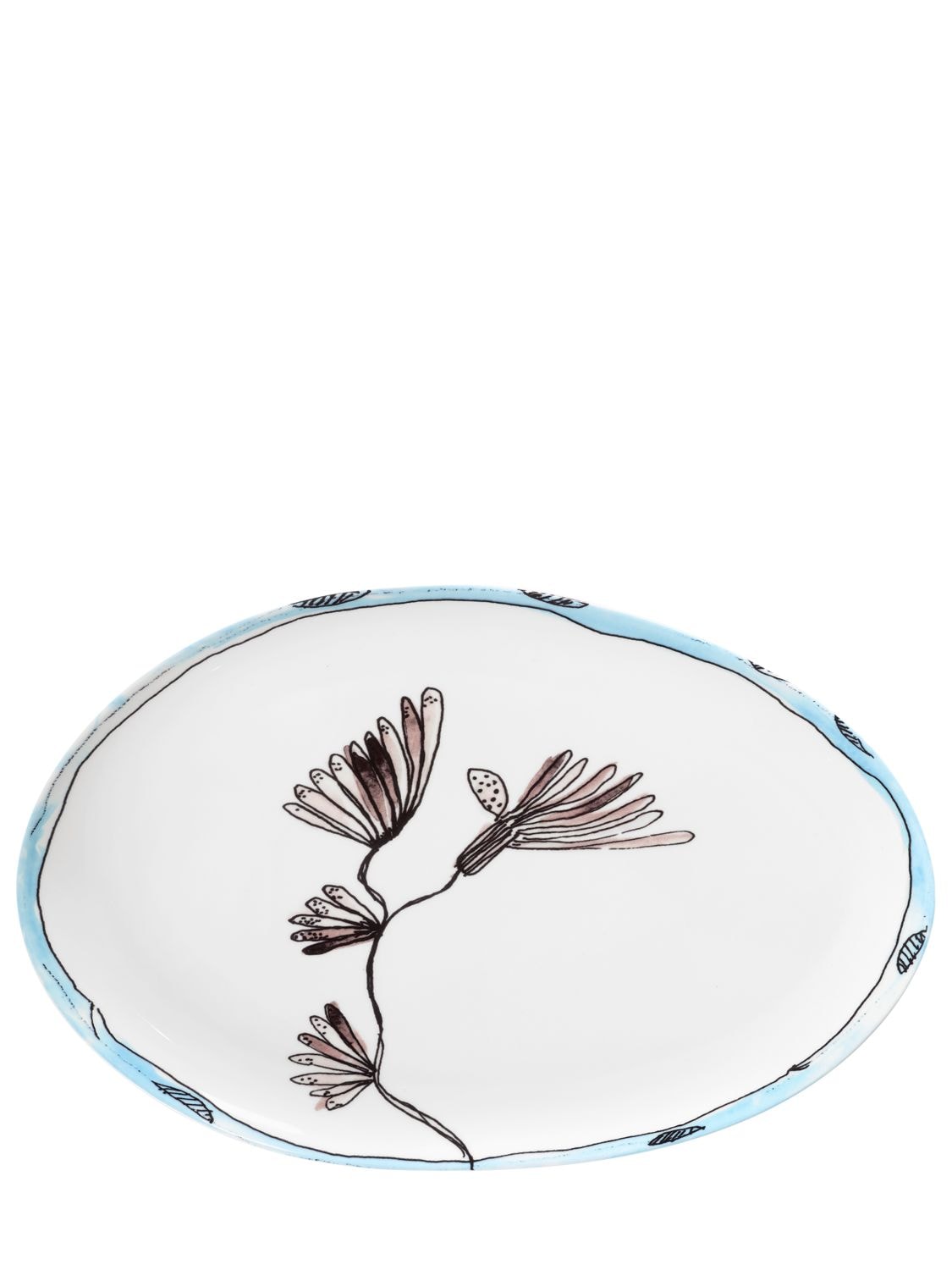 Marni By Serax Camellia Aubergine Oval Plate In White