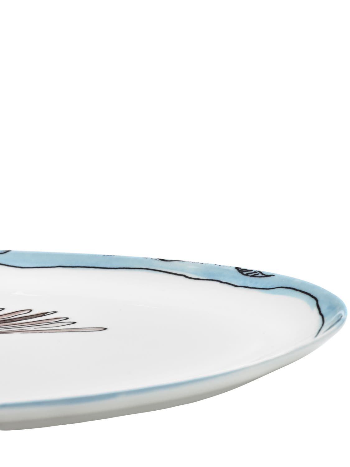 Shop Marni By Serax Camellia Aubergine Oval Plate In White